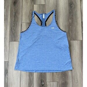 Under Armour HeatGear Women's UA Knockout Mesh Back Blue Tank Top Sz Large